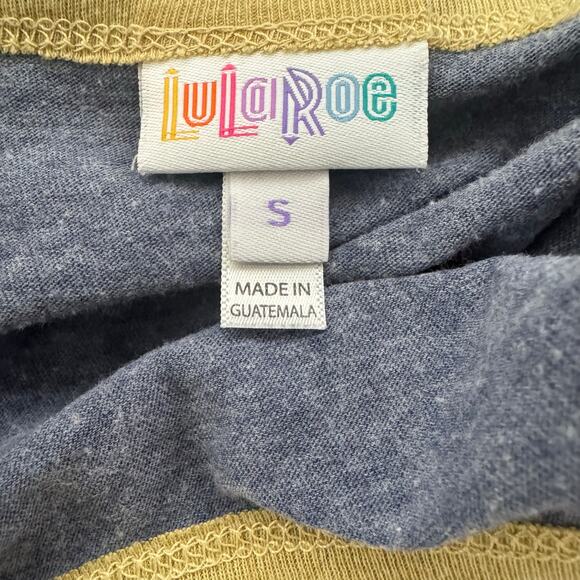 Lularoe Randy Top in Heathered Blue/Gold - Picture 6 of 6